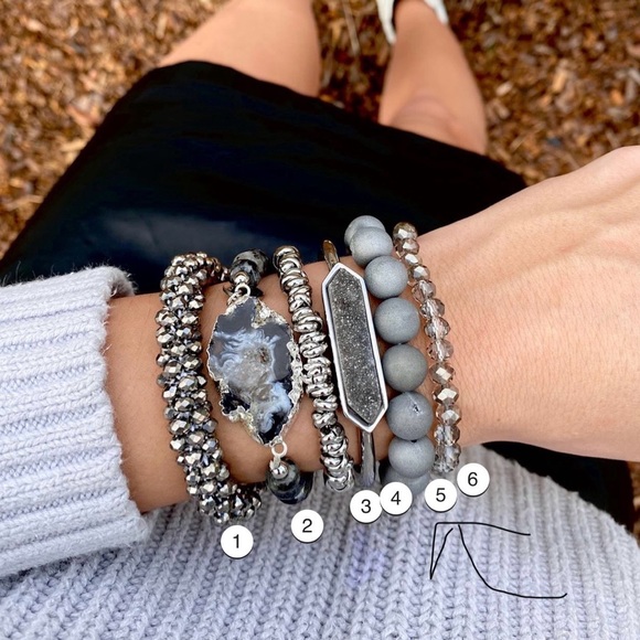 New Kinsley Armelle Geode Collection Frost Silver Bracelet - Picture 4 of 5